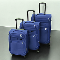 🖤Набір із трьох тканинних дорожніх валіз, на 4 колесах, зручна ручка, кодовий замок, Синій