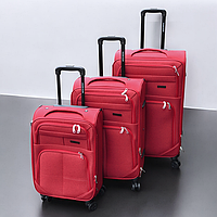 🖤Набір із трьох тканинних дорожніх валіз, на 4 колесах, зручна ручка, кодовий замок, Червоний