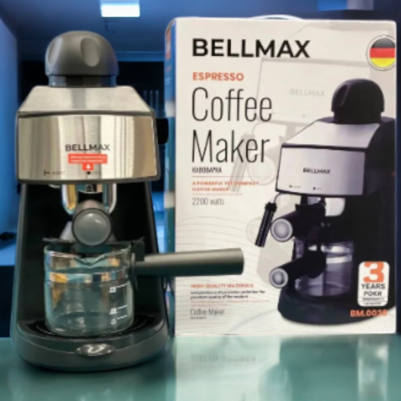Кавоварка ріжкова 2200 Вт Espresso Belmax Кавоварка для дому Механічна ріжкова кавоварка, фото 1