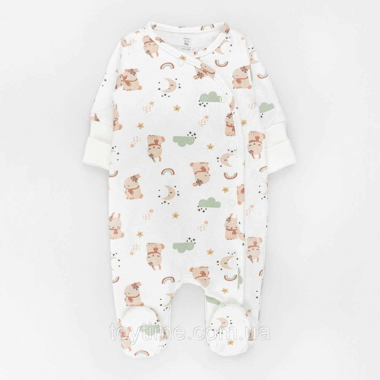 Чоловічок для немовлят з начосом діагональна застібка Bunnies, фото 1