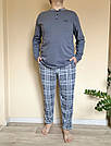 Піжама чоловіча ТРИКОТАЖНА ШТАНИ ЛОНГСЛІВ ТУРЦІЯ СІРА КЛІТИНКА PJ6300-8, фото 2