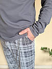 Піжама чоловіча ТРИКОТАЖНА ШТАНИ ЛОНГСЛІВ ТУРЦІЯ СІРА КЛІТИНКА PJ6300-8, фото 6