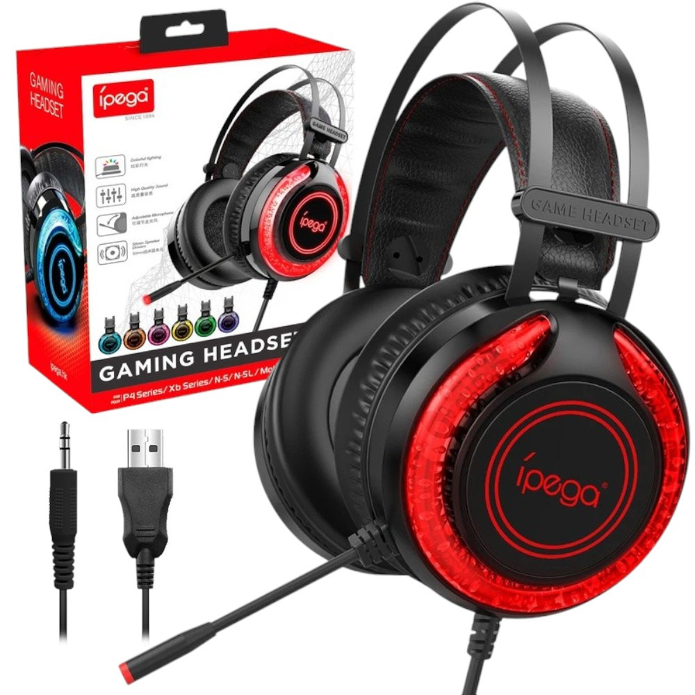 Навушники ігрові iPega PG-R015 Gaming headset with RGB 3.5mm Геймерські навушники з підсвіткою, чорний, фото 1