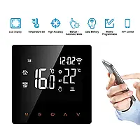 Терморегулятор кімнатний Wi-Fi для електричної теплої підлоги 220 В 16 А Avatto ME81H, чорний із дисплеєм