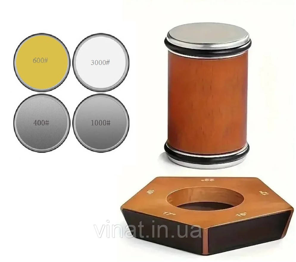 Точилка п'ятигранна магнітна Rolling knife sharpener toor + 2 керамічні диски коричнева