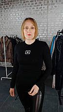 Кофта-гольф рубчик жіночий гарної розтяжності чорний/білий колір, фото 4