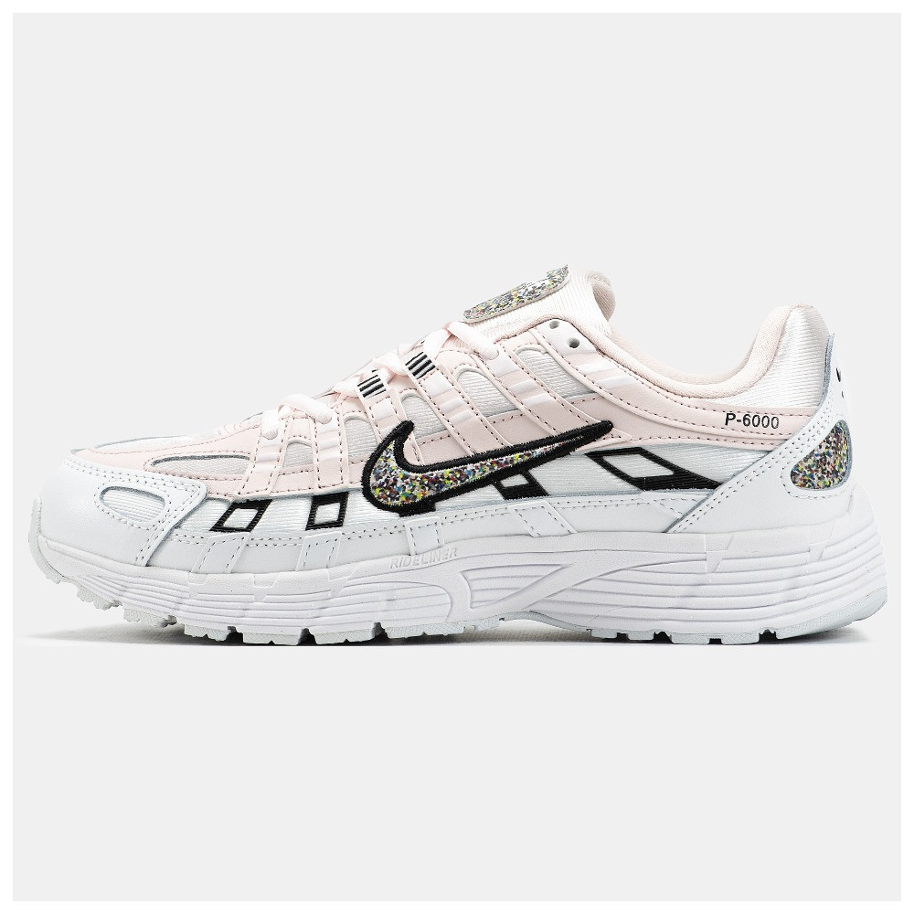 Жіночі кросівки Nike P-6000 Pink White Black, біло-рожеві шкіряні кросівки найк P-6000