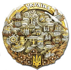 Плакетка Карта України (сепія) полікерамічна 12 см Гранд Презент GP-UK-PT-005-2