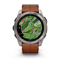 Garmin Fenix 8 смарт-годинник Amoled 51 мм Sapphire Titanium with Chestnut Leather Band 010-02905-40, фото 3