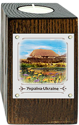 Підсвічник "Хатина з озером" метал/дерево коричневий 6*10 см Гранд Презент гпукп01к/м