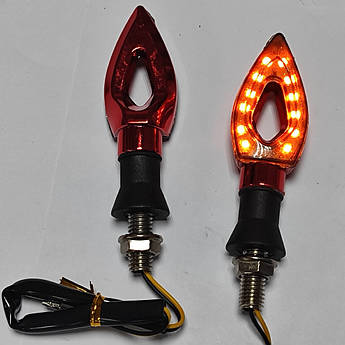 Поворотники на мотоцикл, мопед, скутер, електровелосипед LED (017) ДИНАМІЧНІ (ЖОВТИЙ)