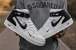 Зимові чоловічі кросівки Nike Air Force Fur Білі Люкс