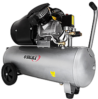 Компресор двоциліндровий Sigma 7043721 2.5 кВт 455л/хв 10бар 50л 2 крани Повітряний компресор