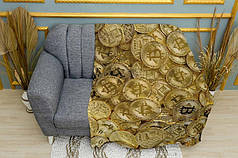 Плед «Золото криптовалюти. Cryptocurrency Gold» Двошаровий з друком з обох боків, 135х150 см