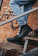 Зимові шкіряні чоловічі кросівки Nike Air Force 1 High Gore-Tex Чорні Люкс