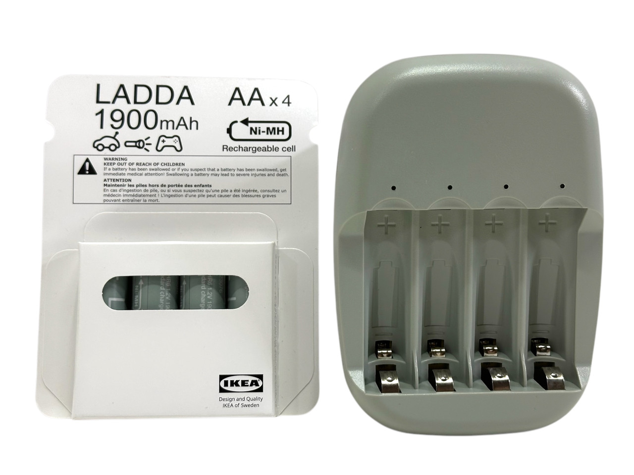 Набір зарядного пристрою з батареями IKEA STENKOL / LADDA 1900 мАг 894.196.26
