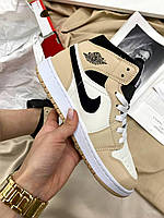 Жіночі кросівки AJ 1 Retro 1 Шкіряні Бежеві Люкс