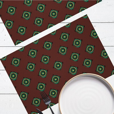 Серветки на стіл, 2шт «Косівський візерунок на коричневому тлі»