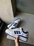 Білі з синім шкіряні чоловічі кросівки Adidas Forum 84 Low, фото 2