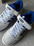 Білі з синім шкіряні чоловічі кросівки Adidas Forum 84 Low, фото 3