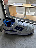 Білі з синім шкіряні чоловічі кросівки Adidas Forum 84 Low, фото 6