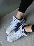 Білі з синім шкіряні чоловічі кросівки Adidas Forum 84 Low, фото 8