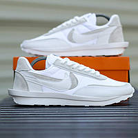 Білі замшеві чоловічі кросовки Nike LD Waffle Sacai