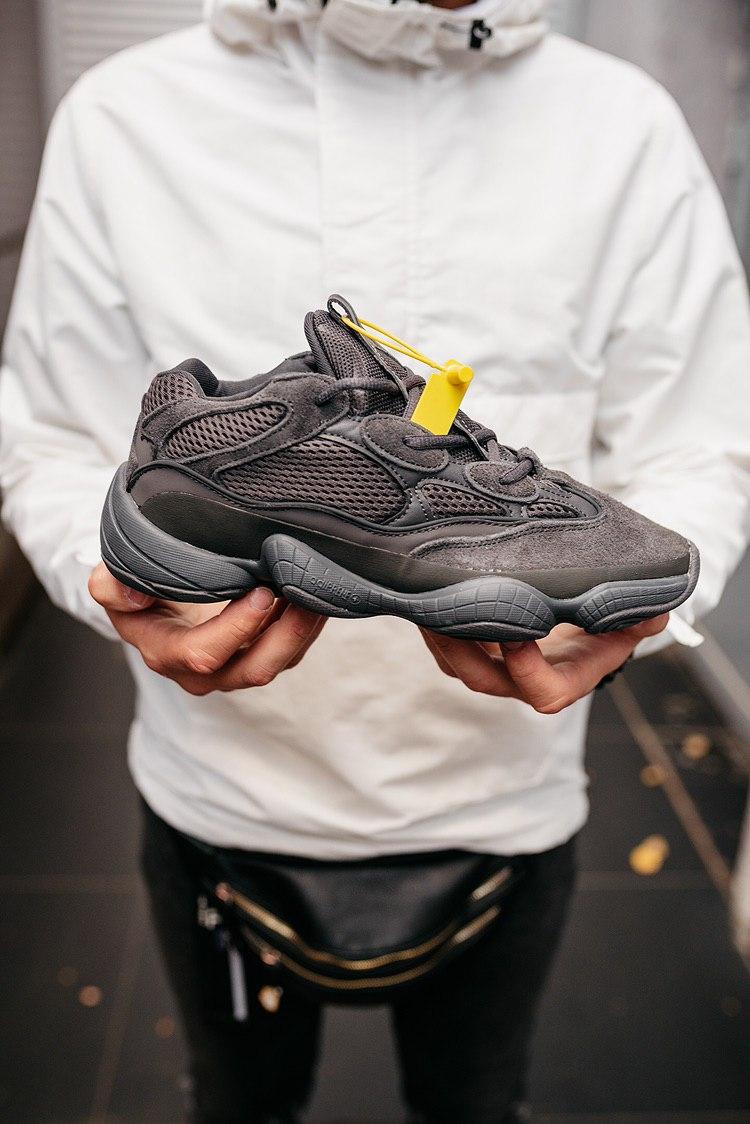 Чорні замшеві чоловічі кросівки Adidas Yeezy 500, фото 1