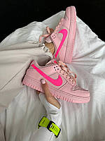 Рожеві шкіряні жіночі кросівки Nike SB Dunk  Low White Pink - демісезонні найк данк