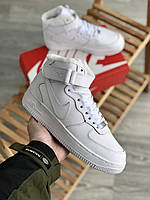 Зимові шкіряні білі чоловічі кросівки Nike Air Force 1 High Люкс