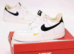 Зимові шкіряні білі чоловічі кросівки Nike Air Force 1 High Люкс