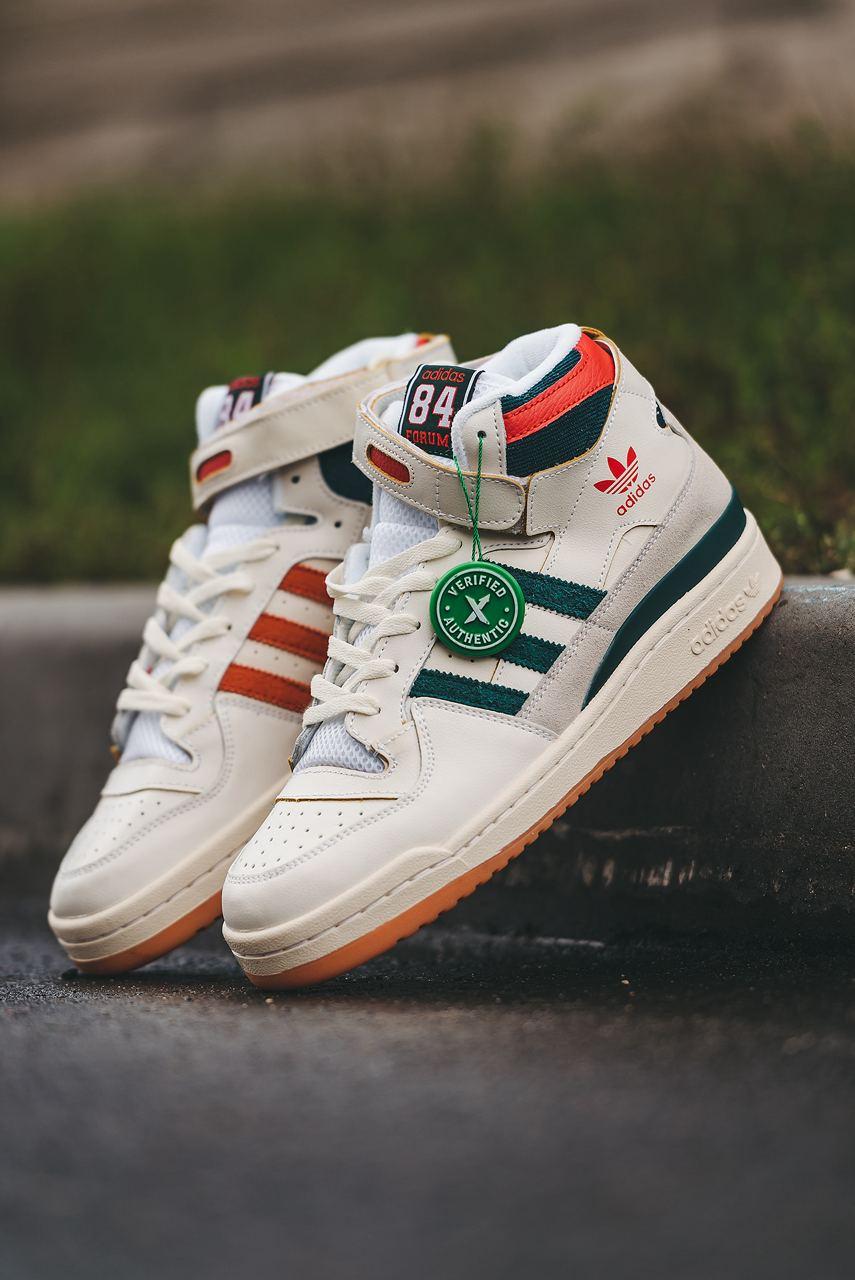 Білі шкіряні чоловічі кросівки Adidas Forum High 84, фото 1