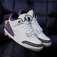 Білі жіночі кросівки Nike Air Jordan Retro 3 Dark iris