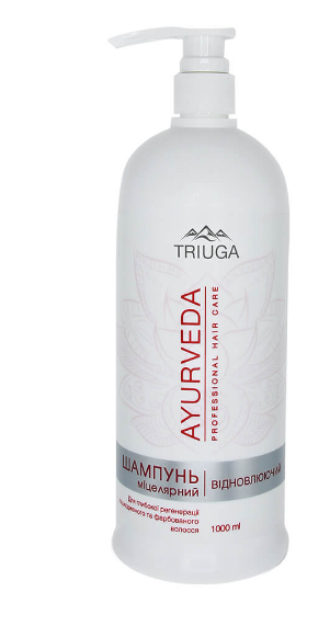 Шампунь Triuga Ayurveda Міцелярний Відновлюючий 1000 мл для пошкодженого та фарбованого волосся