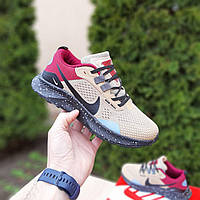 Бежеві з бордовим літні текстильні жіночі кросівки Nike Pegasus Trail