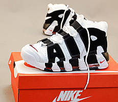 Зимові шкіряні білі чоловічі кросівки Nike Air More Uptempo