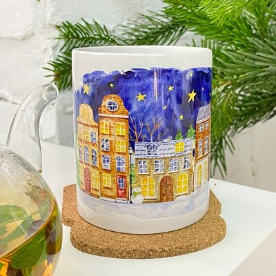 Чашка з принтом «Зимові будиночки»