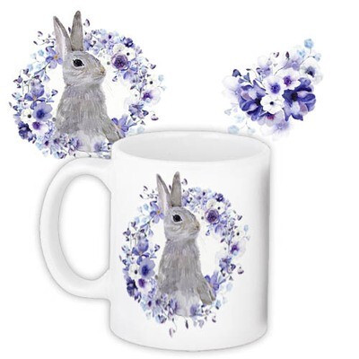 Чашка з принтом «Зайчик в квітах»