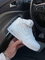 Зимові шкіряні білі чоловічі кросівки Nike Air Force 1 High Люкс