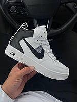 Зимові шкіряні білі чоловічі кросівки Nike Air Force 1 High Люкс