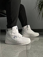 Зимові шкіряні білі чоловічі кросівки Nike Air Force 1 Люкс