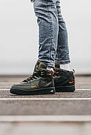 Зимові шкіряні хакі чоловічі кросівки Nike Air Force 1 Люкс