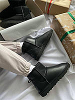 Чорні жіночі Уггі Ugg Ugg classic mini Leather