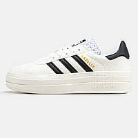 Замшеві білі жіночі кросівки Adidas Gazelle Bold Shoes на платформі