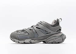 Шкіряні сірі жіночі кросівки Balenciaga Track 3.0 Gray Premium Демісезонні кросівки Баленсіага