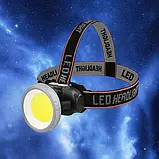 Налобний ліхтарик Police PL-111 COB (білий+червоний) акумуляторний Type-C Black (7_01544), фото 3