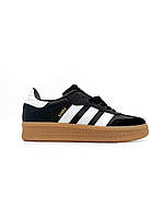 Чорні шкіряні чоловічі кросівки Adidas Samba XLG Black Gum Демісезонні кросівки Адідас Самба