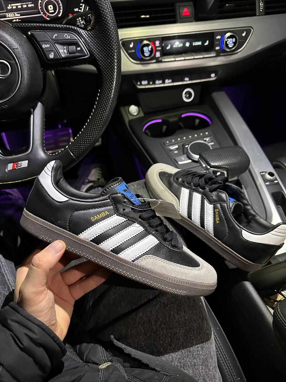 Чорні шкіряні чоловічі кросівки Adidas Samba Демісезонні кросівки Адідас Самба, фото 1