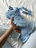 Шкіряні жіночі голубі кросівки Balenciaga Track Premium Демісезонні кросівки Баленсіага