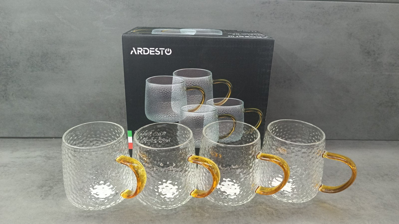 Набір чашок із боросилікатного скла 350 мл Ardesto - 4шт.